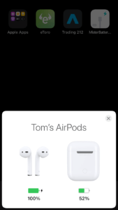 AirPods pop up window on an Apple phone