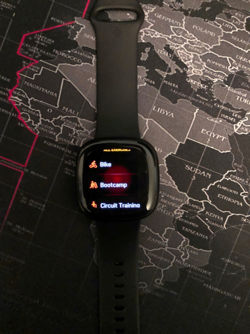 Activities page on the Fitbit Versa 3.