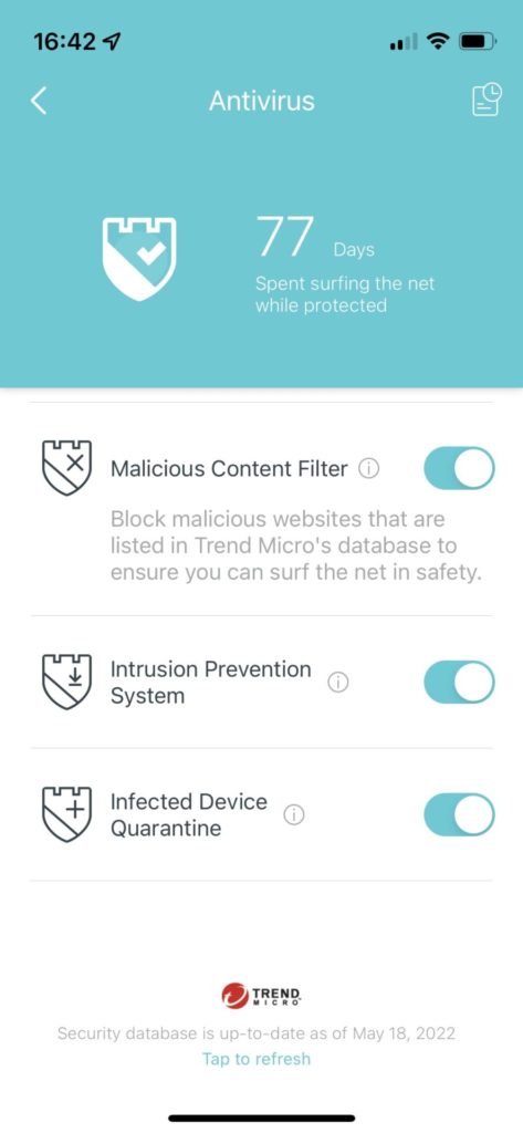 Anti Virus settings TP Link Deco App