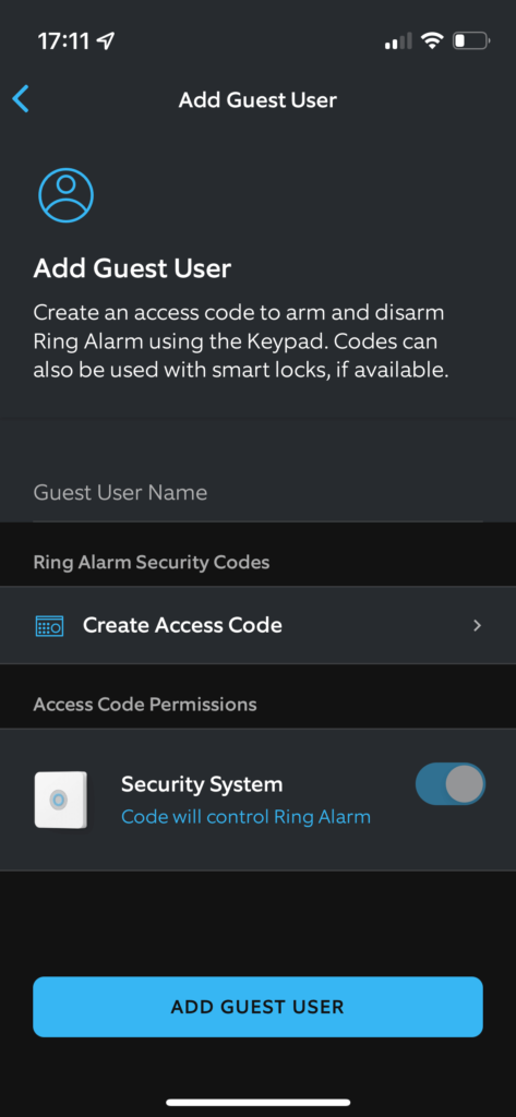 Additional user settings in the Ring app