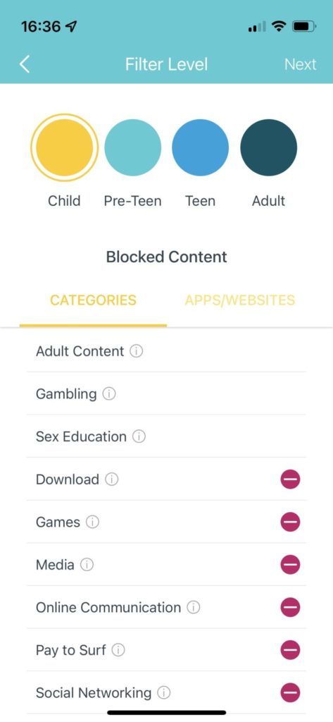 Parental Controls settings TP Link Deco App