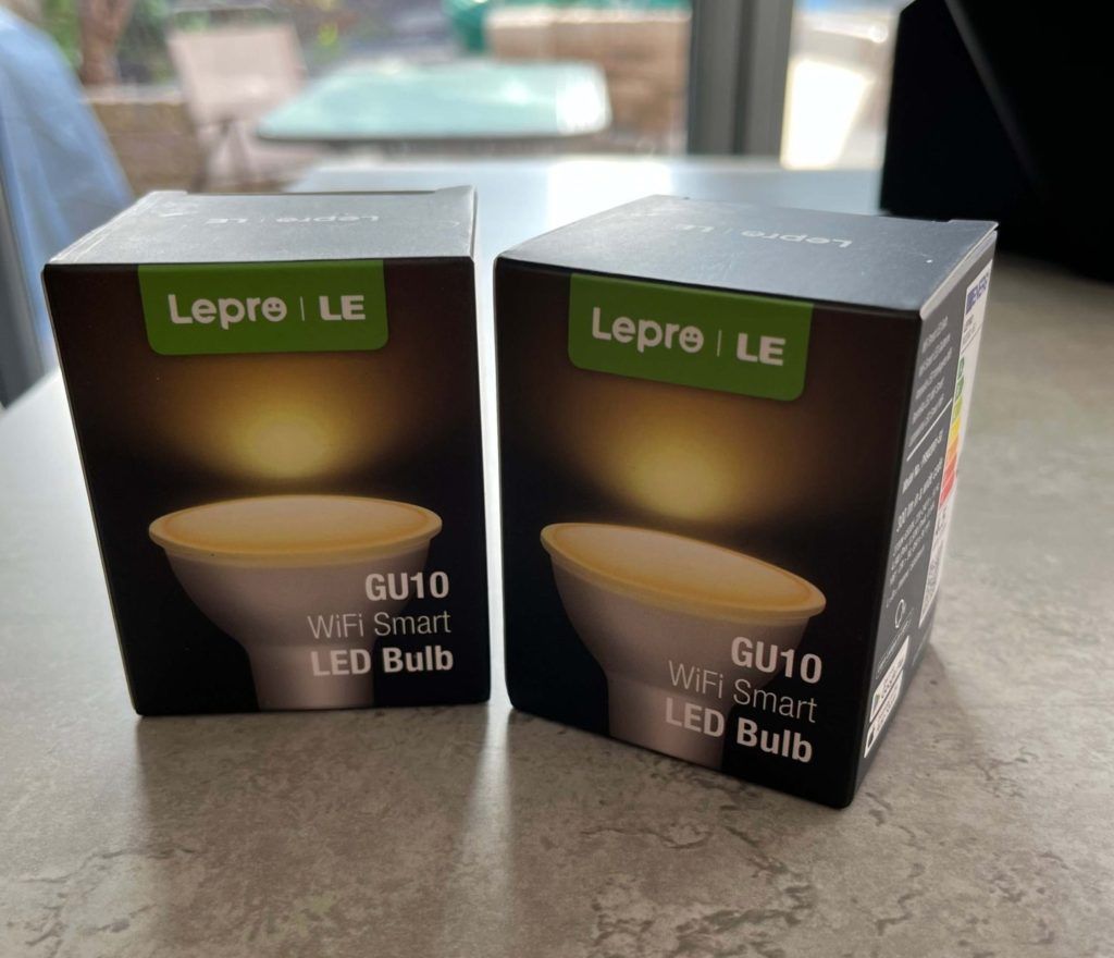 2 Lepro smart bulbs in their packaging
