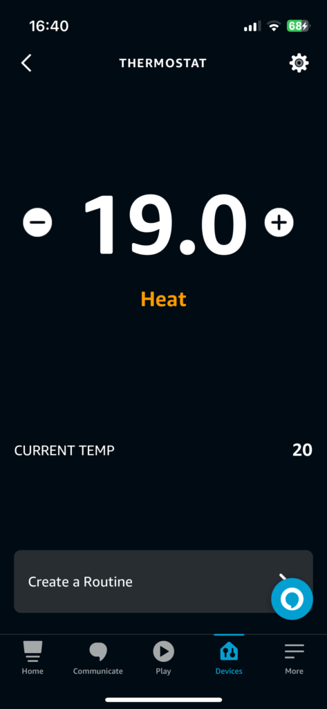 Hive heating control in the Alexa app